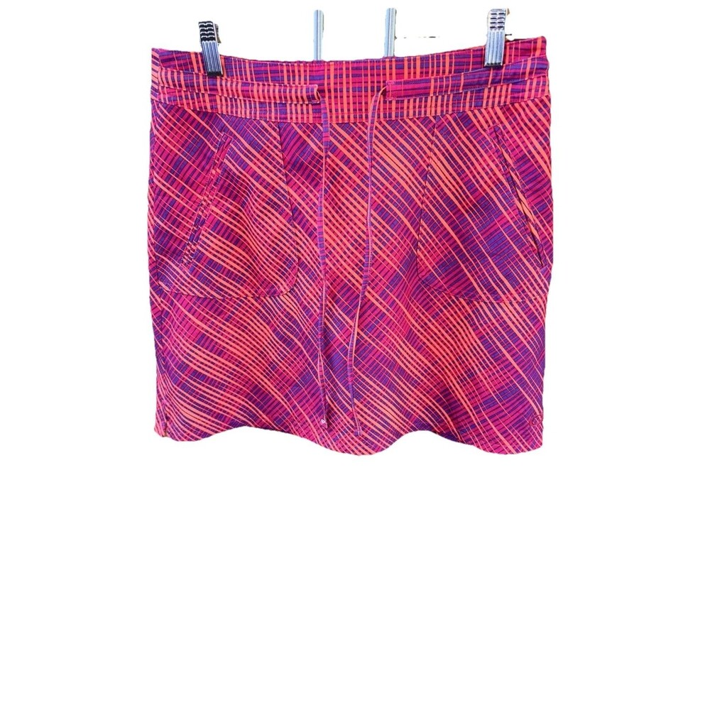 Oakley Skirt Women Purple Plaid Golf Athletic Drawstring 6 Performance Zip